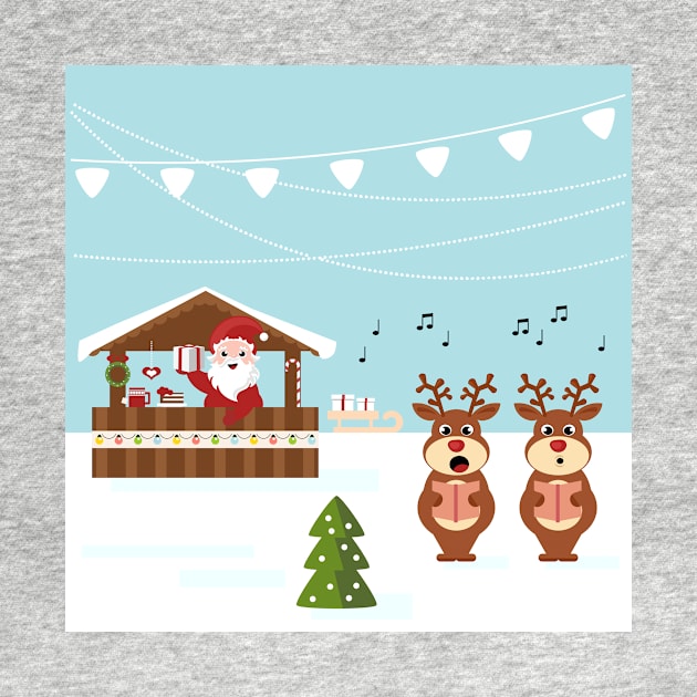 Christmas market cartoon illustration by SooperYela